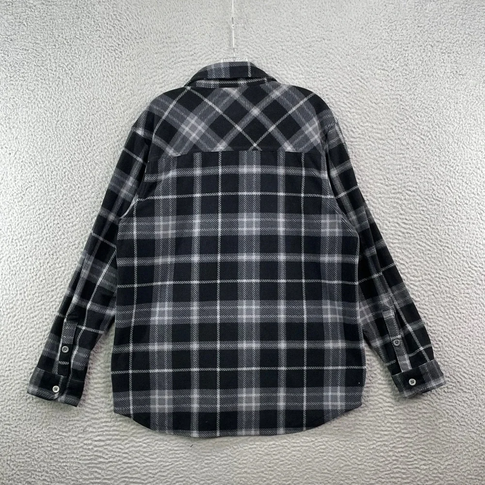 Freedom Foundry Fleece Shirt Men's L Black Plaid Button Up Shacket Heavy‎ Jacket